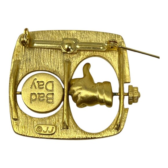 JJ  Artifacts  Im Having A Good/Bad Day Mood Brooch Pin Rotating Thumb Gold Tone - Picture 5 of 7